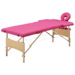 vidaXL Massagetafel inklapbaar 2 zones hout roze, Sport en Fitness, Massageproducten, Verzenden, Nieuw
