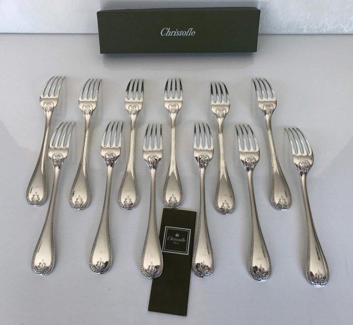 Christofle - Vork - Set van 12 dessertvorken model Malmaison, Antiek en Kunst, Antiek | Meubels | Tafels