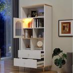Boekenkast met 2 Lades en LED – Moderne Opbergkast 180 cm, Verzenden, Nieuw