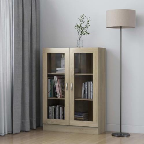 vidaXL Vitrinekast 82,5x30,5x115 cm bewerkt hout sonoma, Huis en Inrichting, Kasten | Boekenkasten, 25 tot 50 cm, Nieuw, Overige houtsoorten