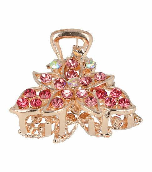 Haarspeld Klem Bloem Metaal Strass 3cm Roze, Sieraden, Tassen en Uiterlijk, Uiterlijk | Haarverzorging, Verzenden