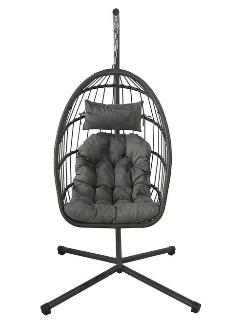 Luxe hangstoel egg chair - comfortabele grijze kussens -..., Huis en Inrichting, Stoelen, Nieuw, Ophalen of Verzenden