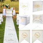14-delige Just Married set deLuxe XXL wit met goud, Hobby en Vrije tijd, Feestartikelen, Verzenden, Nieuw, Versiering, Geboorte of Huwelijk