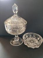Set kommen (2) - Kristal - Partij geslepen kristal, Antiek en Kunst