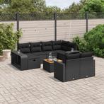 vidaXL 11-delige Loungeset met kussens poly rattan zwart, Tuin en Terras, Tuinsets en Loungesets, Verzenden, Nieuw, Rotan, Loungeset