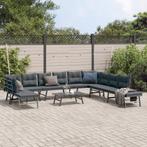 vidaXL 6-delige Tuinbankenset met kussens gepoedercoat staal, Tuin en Terras, Tuinsets en Loungesets, Verzenden, Nieuw, Rvs