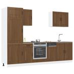 vidaXL 7-delige Keukenkastenset Kalmar bewerkt hout bruin, Huis en Inrichting, Keuken | Keukenelementen, Verzenden, Nieuw, Bruin