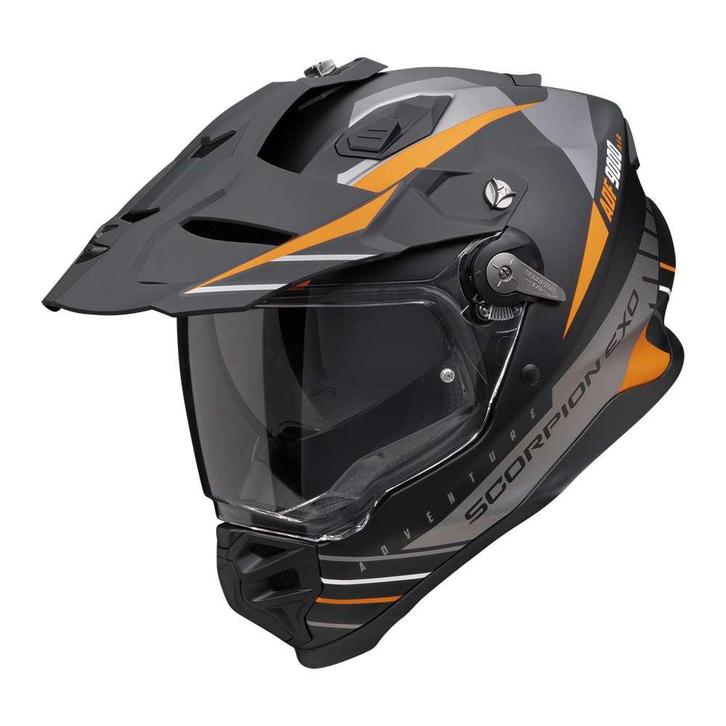 Scorpion ADF-9000 AIR Feat Matt Zwart Zilver Oranje, Motoren, Kleding | Motorhelmen, XXL, Nieuw met kaartje, Overige merken, Offroadhelm