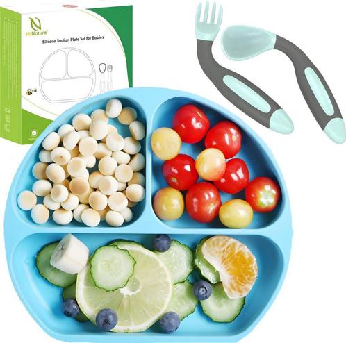HI NATURE™ Baby bord met zuignap - Siliconen baby bestek -, Kinderen en Baby's, Badjes en Verzorging, Nieuw, Ophalen of Verzenden
