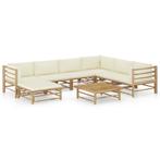 vidaXL 8-delige Loungeset met crèmewitte kussens bamboe, Verzenden, Nieuw, Hout, Loungeset