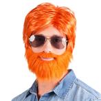 Oranje Pruik Dude Met Baard, Verzenden, Nieuw