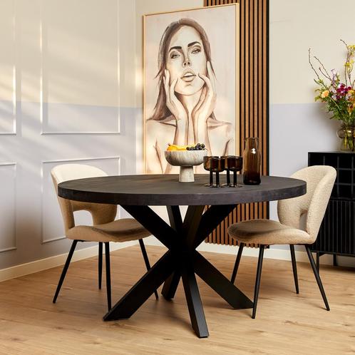 Eettafel Denver Black | 120 cm | Rond, Huis en Inrichting, Tafels | Eettafels, Nieuw, Ophalen of Verzenden
