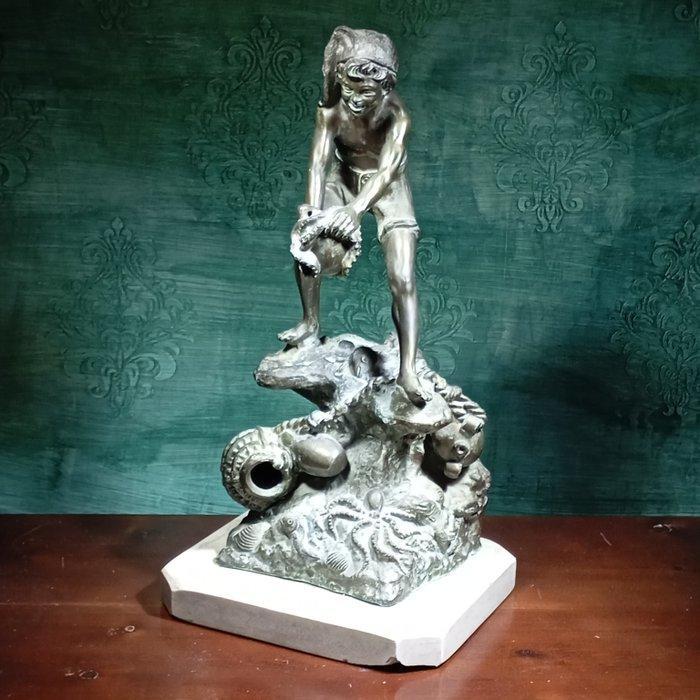 sculptuur, Marinaio - 48 cm - Marmer, Zinklegering - 1950, Antiek en Kunst, Antiek | Keramiek en Aardewerk