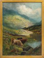 English School (late XIX) - Landscape with Highland herd at, Antiek en Kunst, Kunst | Schilderijen | Klassiek
