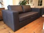 Leren 2.5-zits bank met houten poten - bruin leer, Ophalen of Verzenden, Rechte bank, Modern, 200 tot 250 cm