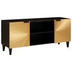 vidaXL TV-kast met plank Zwart en Goud 105 x 33 x 46 cm, Huis en Inrichting, Woonaccessoires | Cd- en Dvd-rekken, Verzenden, Nieuw