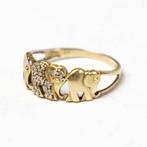 Geelgouden Ring met Olifantjes en Steentjes 333, Ophalen, Nieuw