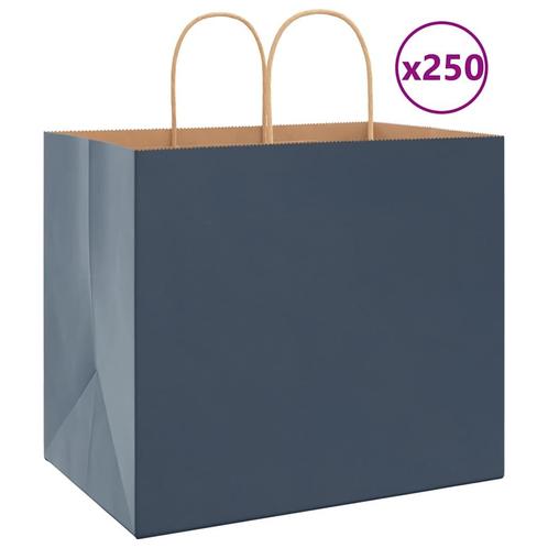 vidaXL Papieren zakken 250 st met hengsels 32x22x28 cm blauw, Diversen, Cadeauverpakkingen, Nieuw, Verzenden
