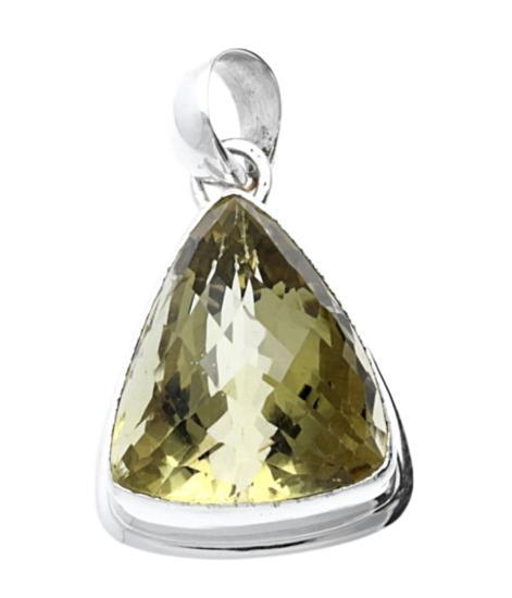 Zilveren Citrien driehoek kettinghanger, Sieraden, Tassen en Uiterlijk, Kettinghangers, Verzenden