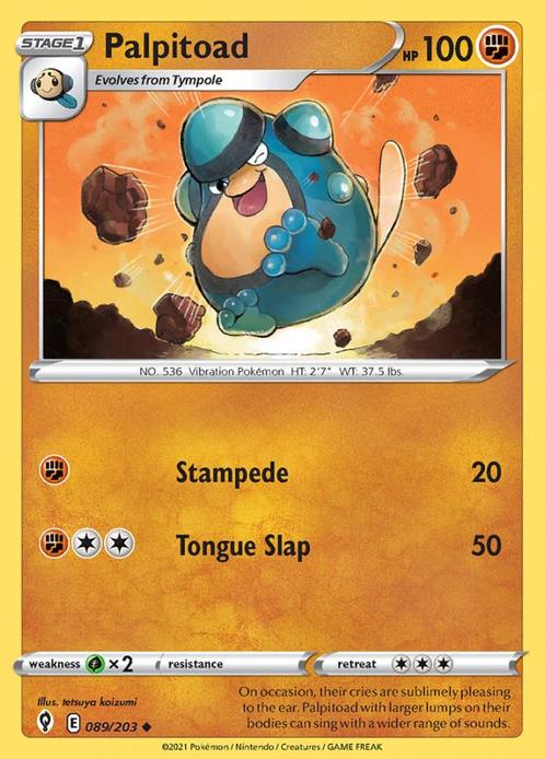 Palpitoad 089/203 (Evolving Skies), Hobby en Vrije tijd, Verzamelkaartspellen | Pokémon, Losse kaart, Nieuw, Foil, Ophalen of Verzenden