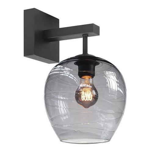 Highlight Wandlamp Glazen lampenkap 22cm Rookgrijs E27 Apple, Huis en Inrichting, Lampen | Wandlampen, Glas, Metaal, Ophalen of Verzenden