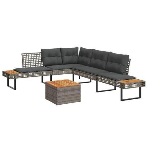 vidaXL 2-delige Loungeset met kussens poly rattan en, Tuin en Terras, Tuinsets en Loungesets, Loungeset, Nieuw, 2 zitplaatsen