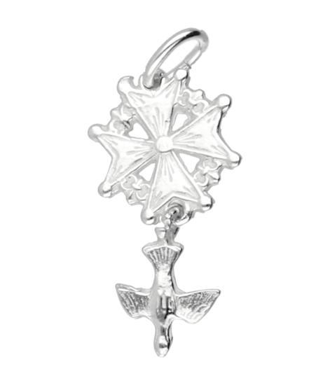Witgouden Hugenotenkruis ketting hanger, Sieraden, Tassen en Uiterlijk, Kettinghangers, Verzenden