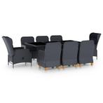 vidaXL 9-delige Tuinset met kussens poly rattan donkergrijs, Nieuw, 8 zitplaatsen, Tuinset, Verzenden