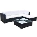 vidaXL 5-delige Loungeset met kussens poly rattan zwart, Tuin en Terras, Tuinsets en Loungesets, 5 zitplaatsen, Nieuw, Loungeset