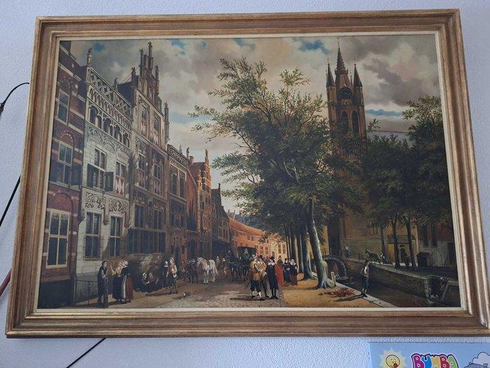 A. Brouwer (XX) - De oude kerk Delft, Antiek en Kunst, Kunst | Schilderijen | Klassiek