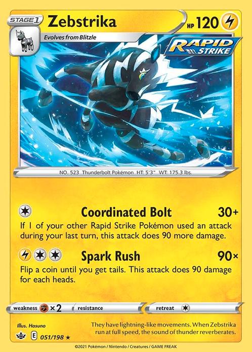 Zebstrika 051/198 Chilling Reign, Hobby en Vrije tijd, Verzamelkaartspellen | Pokémon, Losse kaart, Nieuw, Foil, Ophalen of Verzenden