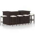 vidaXL 8-delige Tuinbarset met kussens poly rattan bruin, Verzenden, Nieuw, Rotan, 7 zitplaatsen