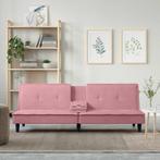 vidaXL Slaapbank met bekerhouders fluweel roze, Huis en Inrichting, Verzenden, Nieuw, Stof, 200 tot 250 cm
