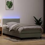 vidaXL Boxspring met matras en LED fluweel lichtgrijs 90x210, Verzenden, Nieuw, Grijs, Stof