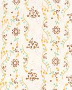 Poplin Katoen Geborduurde Bloemen Geel/Bruin, Nieuw, Geel