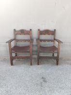 Stoel (2) - Hout, Leder - Bij de zachte fauteuils