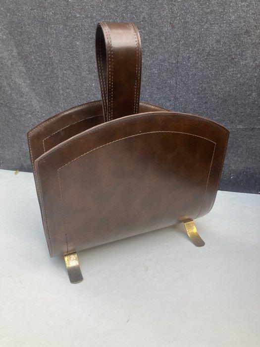 Tijdschriftenhouder - Leder, Antiek en Kunst, Kunst | Designobjecten