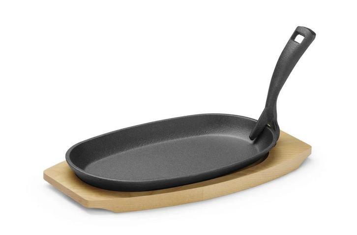 Schaal | Gietijzer | Met houten onderlegger en greep | Zw..., Zakelijke goederen, Horeca | Overige, Verzenden