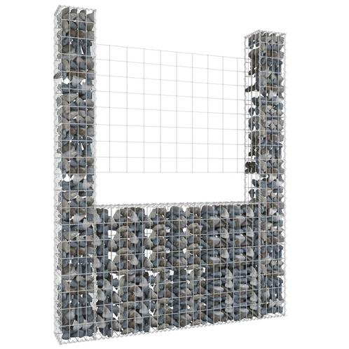 vidaXL Schanskorf U-vormig met 2 palen 140x20x200 cm ijzer, Tuin en Terras, Schuttingen, Nieuw, IJzer, 2 meter of meer, Verzenden