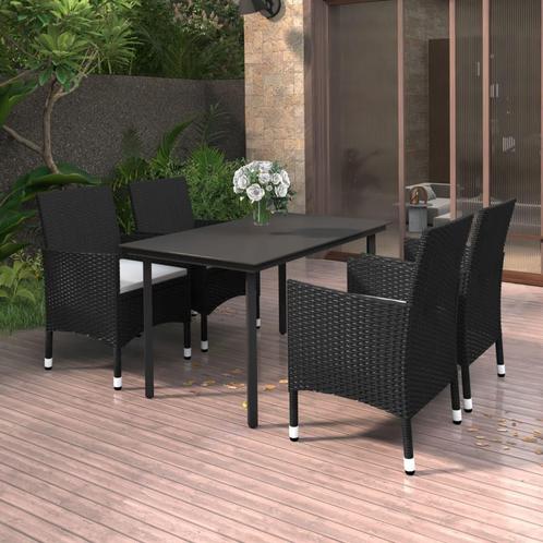 vidaXL 5-delige Tuinset met kussens poly rattan en glas, Tuin en Terras, Tuinsets en Loungesets, Tuinset, Nieuw, 4 zitplaatsen