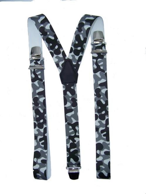 Camouflage Grijs Bretels met extra sterke clips, Kleding | Heren, Riemen en Ceinturen, Nieuw, Verzenden