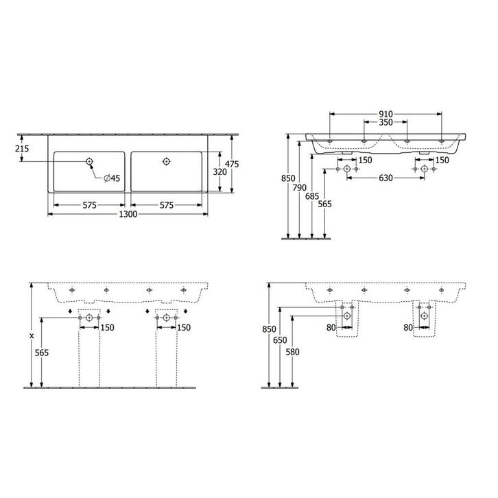 Wastafel Villeroy & Boch Subway 3.0 Dubbele Wasbak Met, Doe-het-zelf en Verbouw, Sanitair, Ophalen of Verzenden