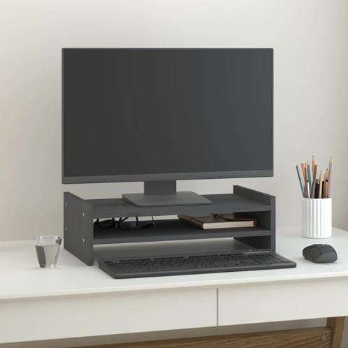 vidaXL Monitorstandaard 50x27x15 cm massief grenenhout grijs, Computers en Software, Overige Computers en Software, Nieuw, Verzenden