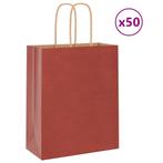 vidaXL Papieren zakken 50 st met hengsels 18x8x22 cm rood, Verzenden, Nieuw