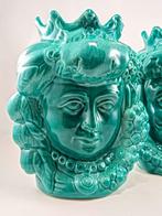 Vaas - Majolica - Paar Moorse hoofden