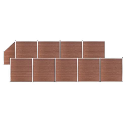 vidaXL Schuttingset 9 vierkant en 1 schuin 1657x186 cm HKC, Tuin en Terras, Schuttingen, Nieuw, Kunststof, 1 tot 2 meter, Verzenden