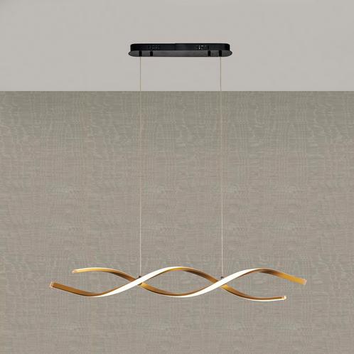 Langwerpige LED Hanglamp Goud Golfvorm – 3 Kleurig, Huis en Inrichting, Lampen | Hanglampen, Nieuw, Verzenden