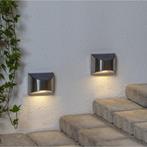 Solar Wandlamp Wally - Zilver - Set van 2 (tuinverlichting), Zonne-energie, Staal, Verzenden, Minder dan 50 watt