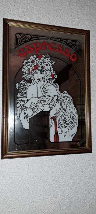 Spiegel - Glas - reclamespiegel, Antiek en Kunst, Curiosa en Brocante