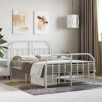 vidaXL Bedframe met hoofd- en voeteneinde metaal wit 120x200, Verzenden, Wit, Nieuw, Twijfelaar